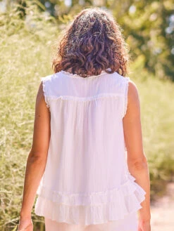 Ruffle Sleeveless Blouse 7 Ruffle Sleeveless Blouse -Clothing Sales 2024 BLA5108R White April Cornell Tunic 3
