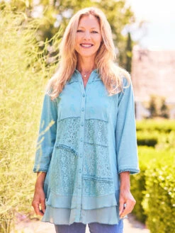 Nostalgia Blouse -Clothing Sales 2024 BLA5283R DeepAquamarine April Cornell Blouse 1