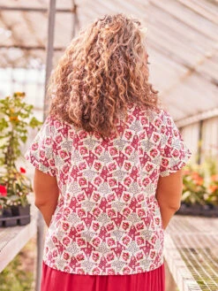 Carte Postal Camp Blouse -Clothing Sales 2024 BLA5352R EcruPink April Cornell Blouse 3