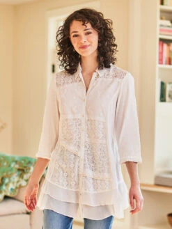 Nostalgia Blouse -Clothing Sales 2024 BLAA5283P White April Cornell Blouse 1