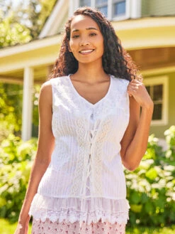 Romance Camisole -Clothing Sales 2024 CMA5027R White April Cornell Camisole 1