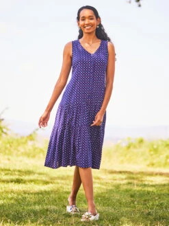 Ditsy Daisy Dropwaist Dress -Clothing Sales 2024 DRA5402R Cobalt April Cornell Dress 1