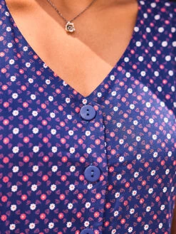 Ditsy Daisy Dropwaist Dress -Clothing Sales 2024 DRA5402R Cobalt April Cornell Dress 2