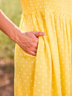 Sunny Dot Smocked Dress -Clothing Sales 2024 DRA5550R Yellow April Cornell Dress 4