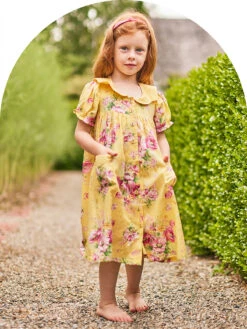 Charming Little Girls Dress -Clothing Sales 2024 DRK5352P Yellow April Cornell Dress 1