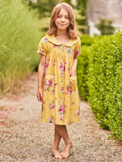 Charming Little Girls Dress -Clothing Sales 2024 DRK5352P Yellow April Cornell Dress 5