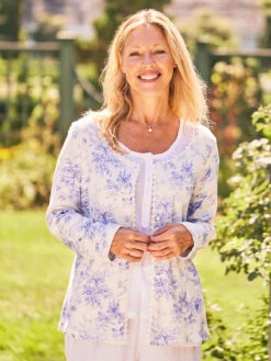 Rosalind Cardigan -Clothing Sales 2024 SWA6019R WhitePeriwinkle April Cornell Sweater 1