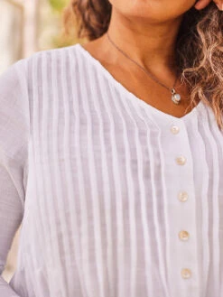 Hallie Pleated Tunic -Clothing Sales 2024 TNA5003R White April Cornell Tunic 2