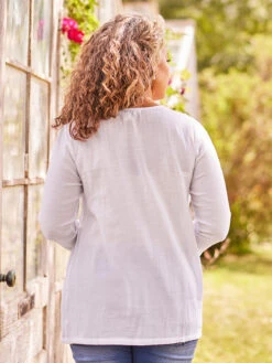 Hallie Pleated Tunic -Clothing Sales 2024 TNA5003R White April Cornell Tunic 3