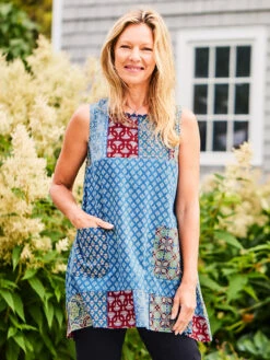 Mosaic Patchwork Tunic -Clothing Sales 2024 TNA5123R Indigo April Cornell Tunic 1