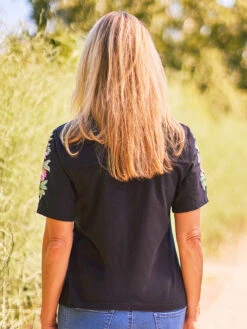 Tapestry Short Sleeve T-Shirt -Clothing Sales 2024 TSA5430R Black April Cornell T Shirt 3