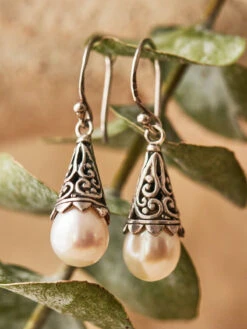 Filigree Pearl Drop Earring -Clothing Sales 2024 TWBE6133 White April Cornell Jewelry 1