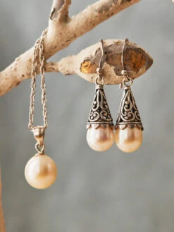 Filigree Pearl Drop Earring -Clothing Sales 2024 TWBE6133 White April Cornell Jewelry 4